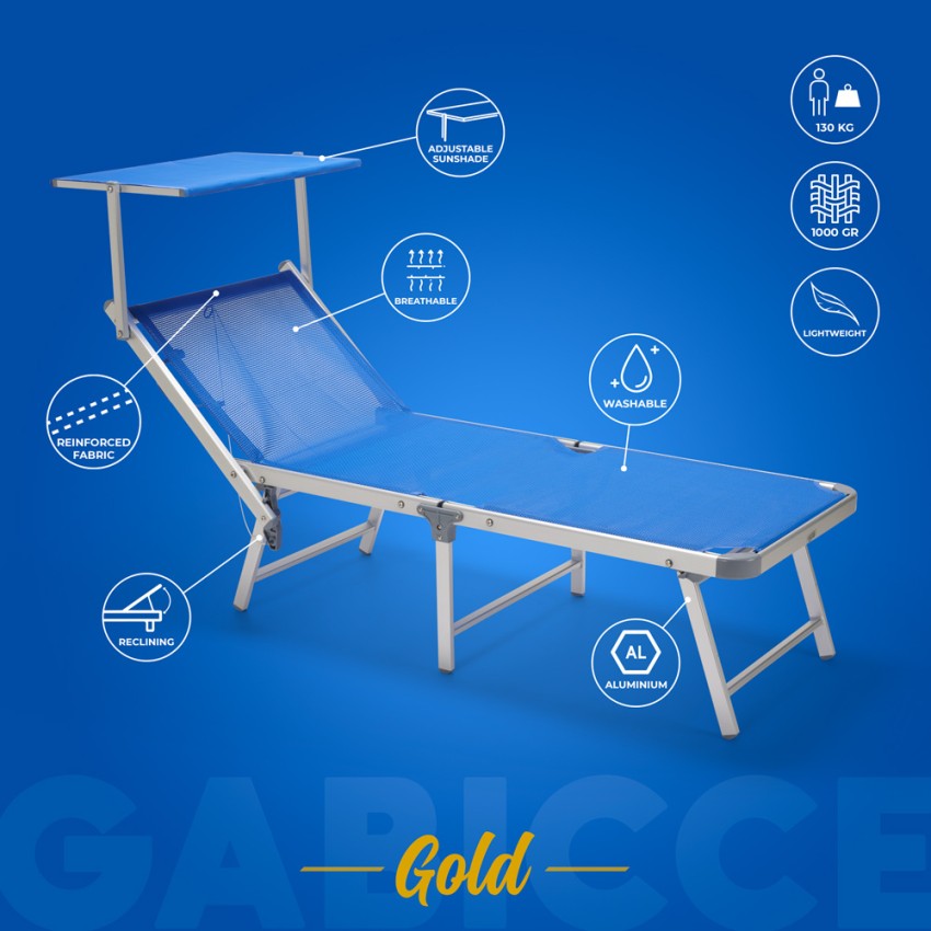 20 Lettini mare spiaggia sdraio pieghevole in alluminio Gabicce Gold - Foto 39 di 49