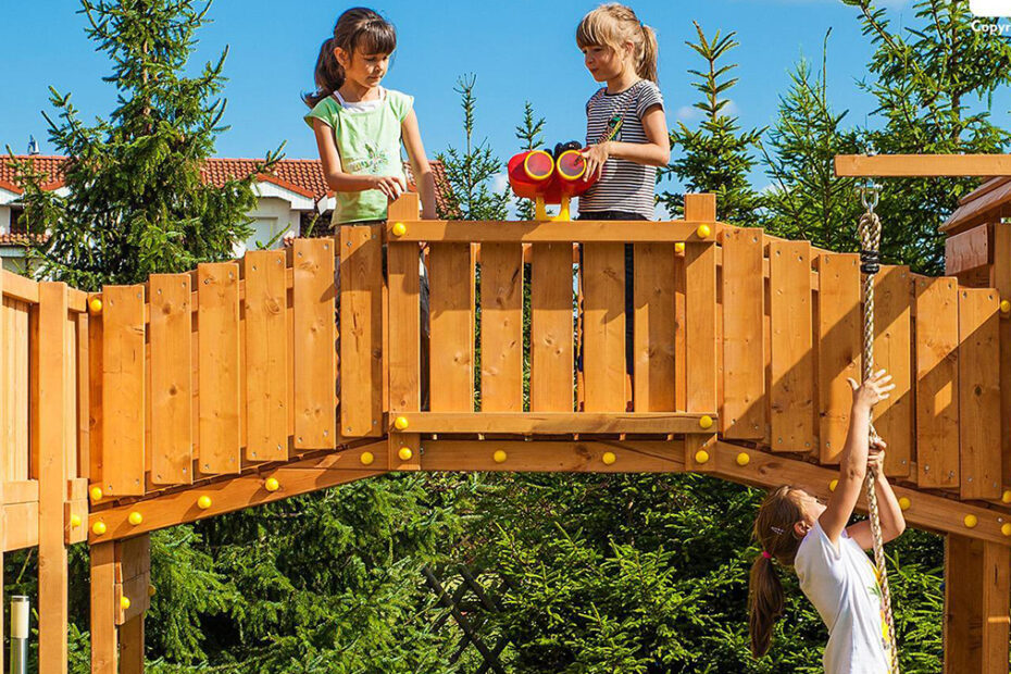 parco giochi giardino legno casetta scivolo corde ponte bambini ProduceShop