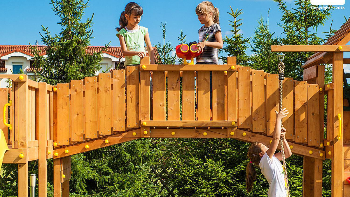 parco giochi giardino legno casetta scivolo corde ponte bambini ProduceShop