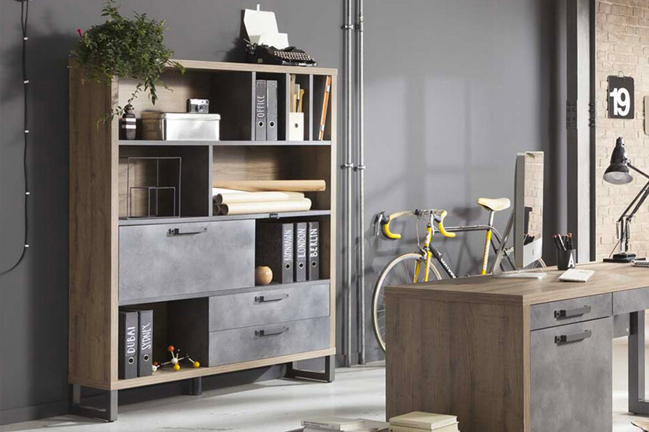 Libreria Organizer da Parete in Stile Industriale da Lavoro