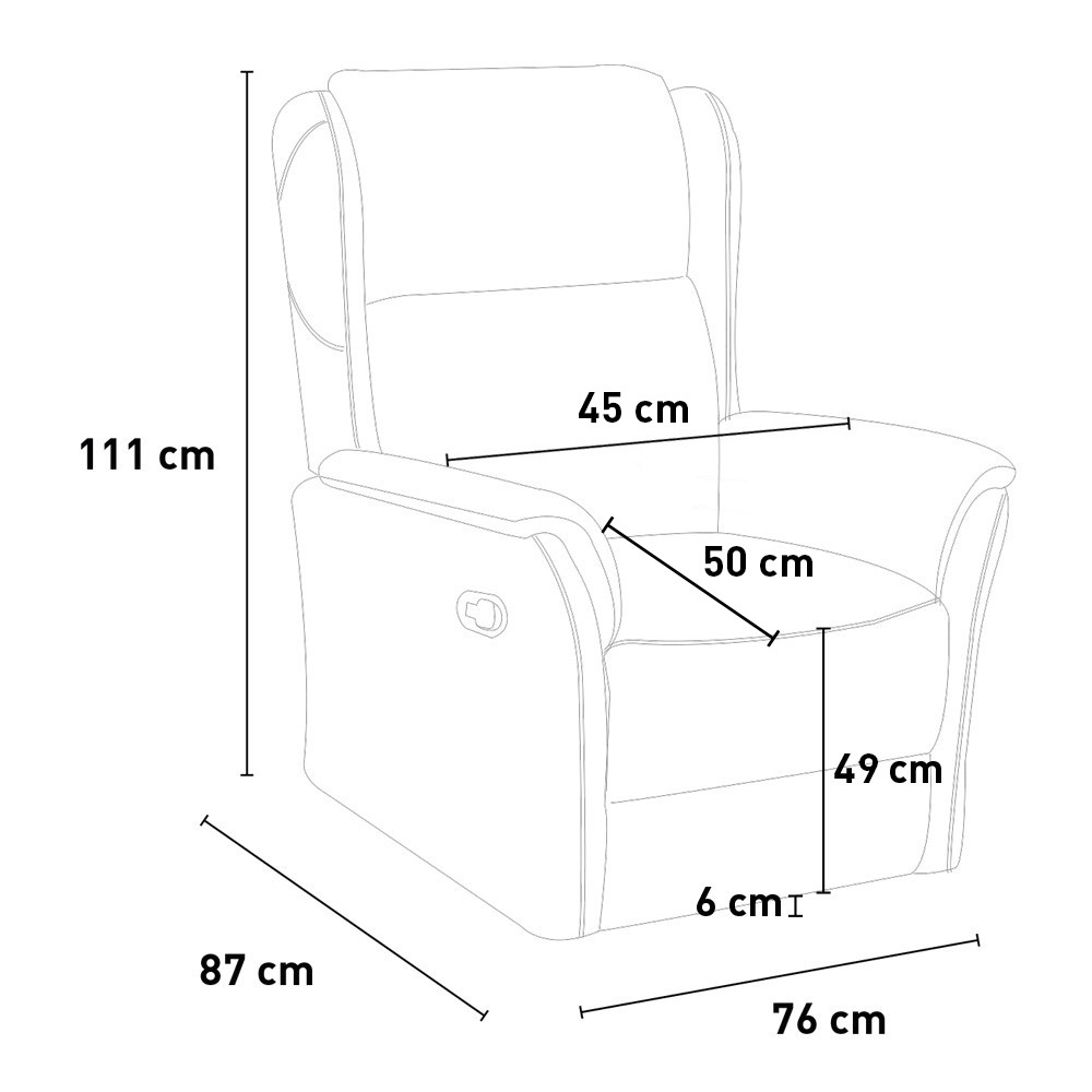 Poltrona relax reclinabile manuale con poggiapiedi in tessuto Hope