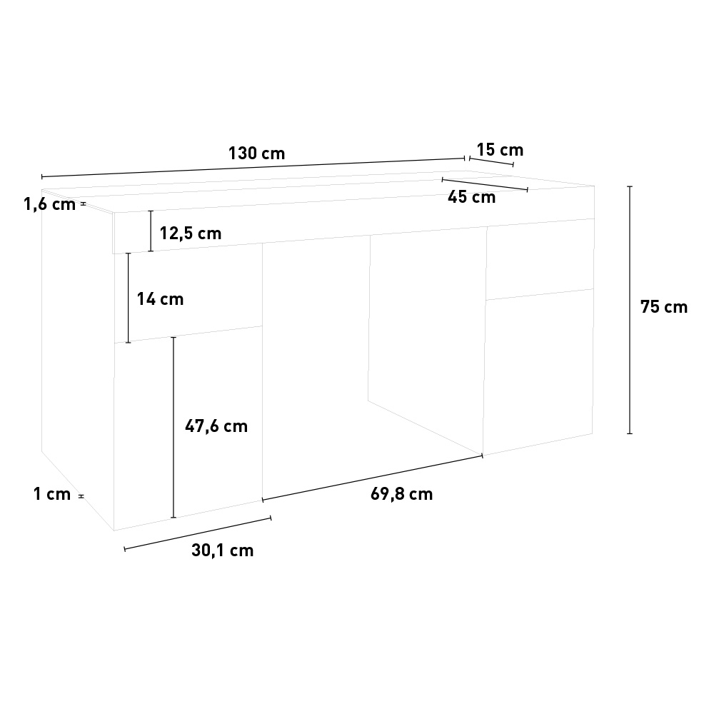 Bureau plateau coulissant 160 cm acacia