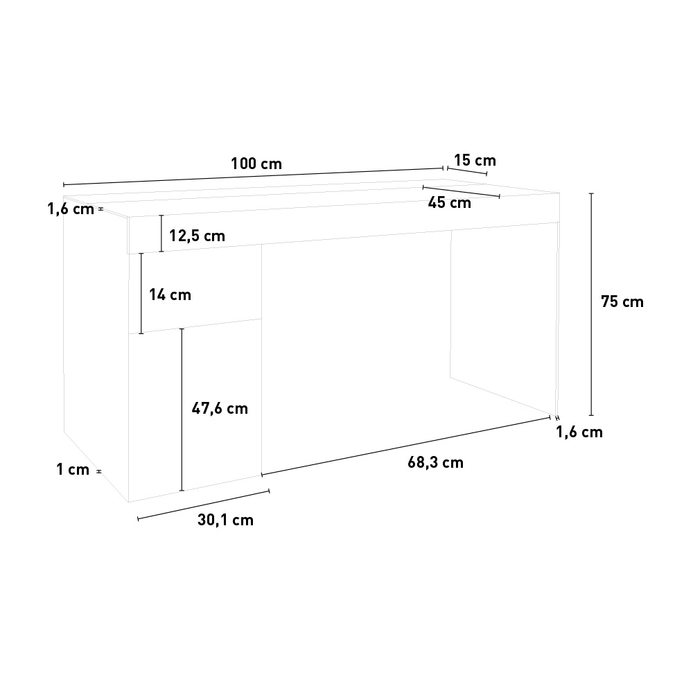 Scrivania bianca 4 cassetti ufficio smartworking 110X60 KimDesk WS