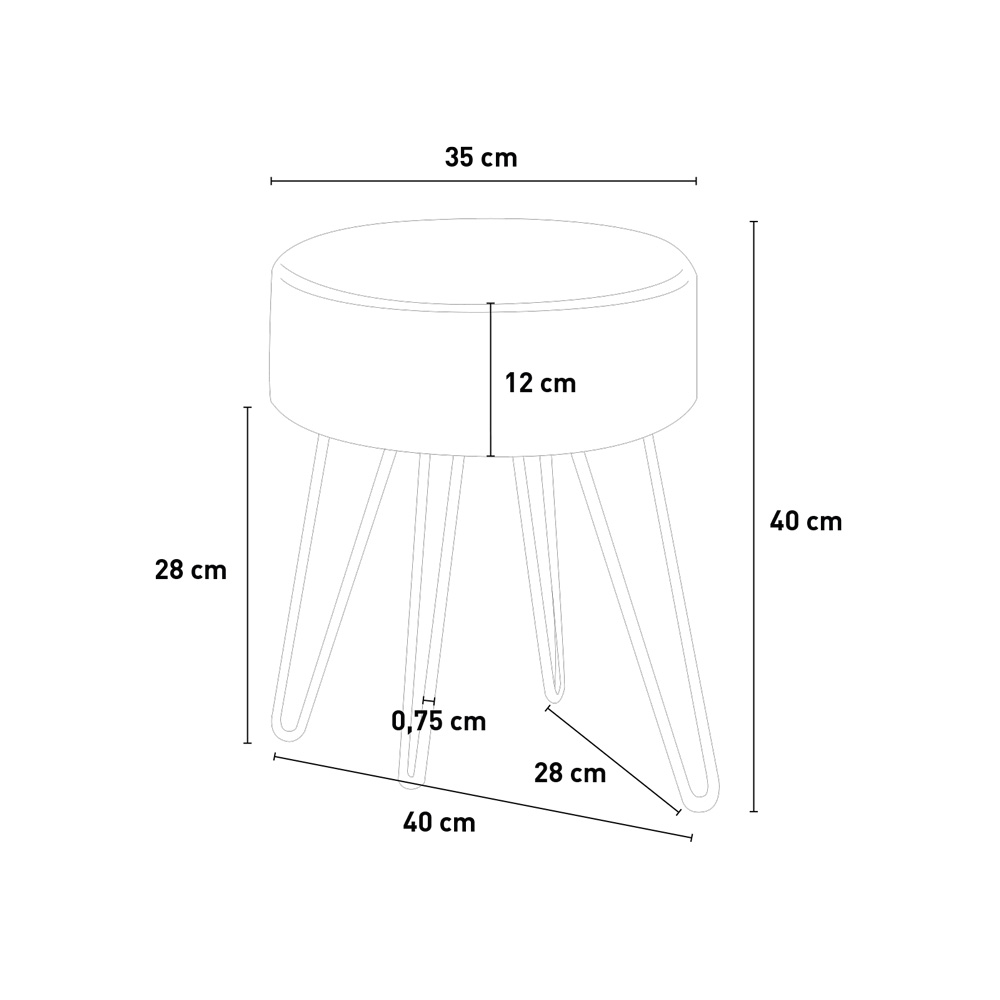 3 Colori Velluto Imbottito Trucco Sgabello Pouf poggiapiedi Ottoman per Bambini e Adulti in Esterno e Interno Carico Massimo 150 kg 