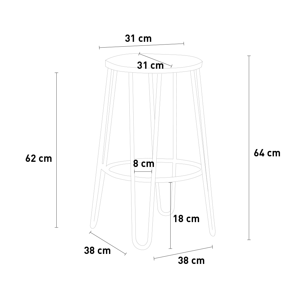 Sgabello alto design industriale in metallo legno per bar ristoranti cucine  Carbon Top