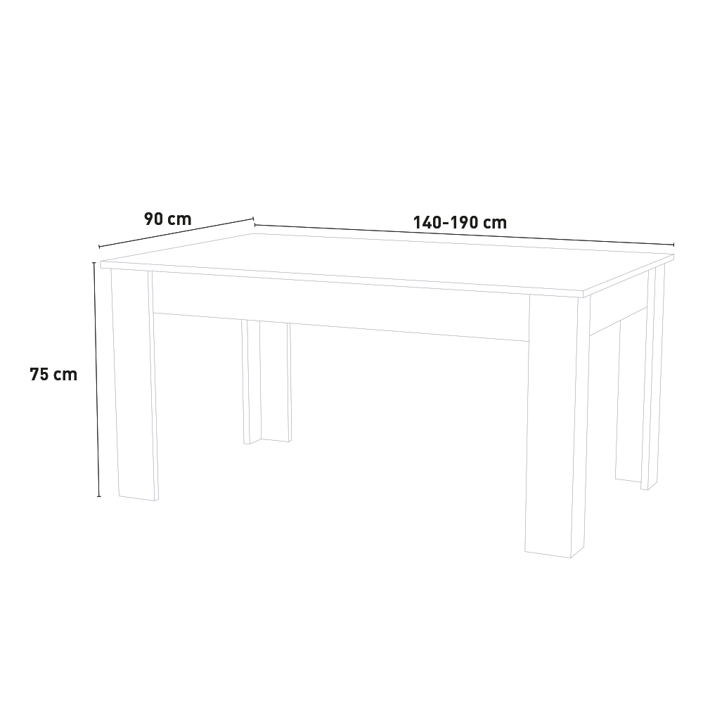 Cico Mix NB Table extensible moderne 90x120-180cm couleur noyer blanc