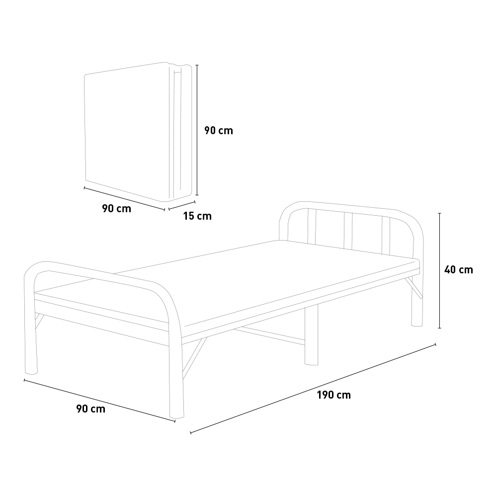 Shop Chic - Mueble de cama plegable individual de color blanco, plegable,  de madera con ruedas con somier de láminas y colchón de alta densidad,  grosor 10 cm : : Hogar y cocina