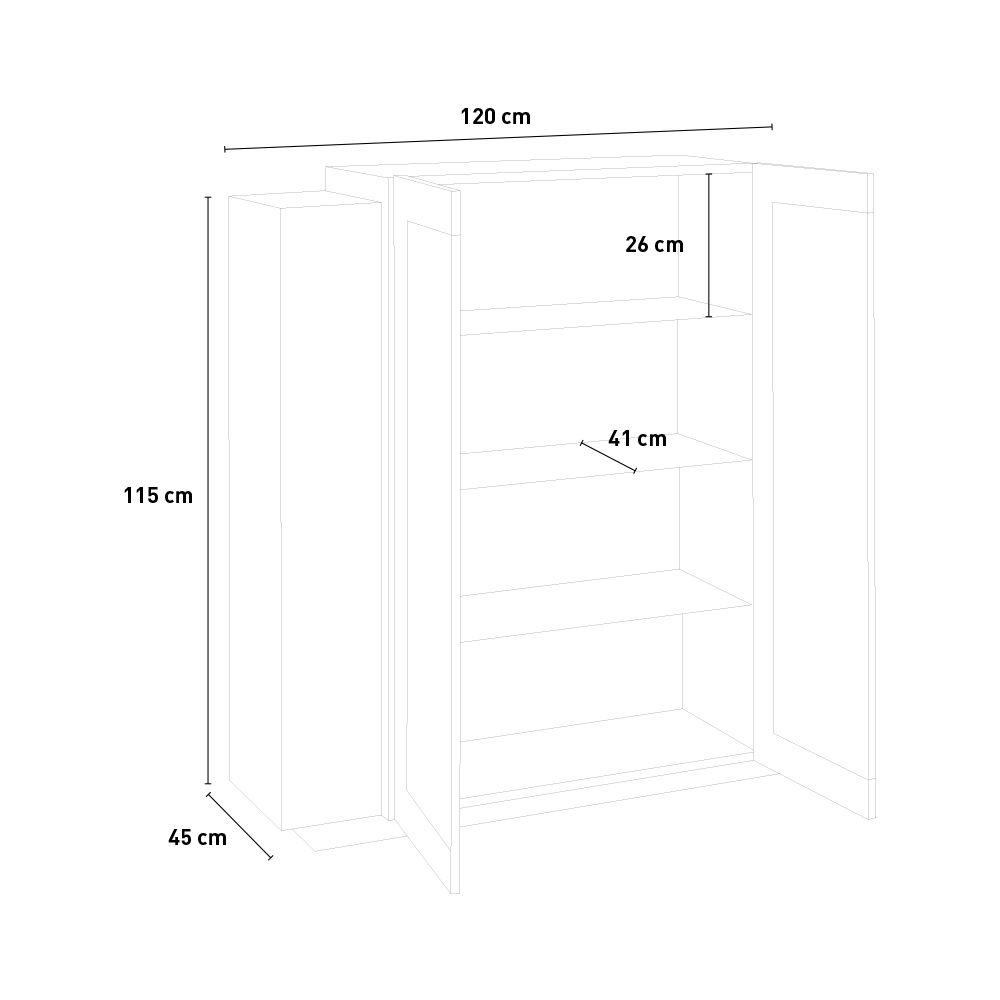 115cm hochglänzend modernes subjorn weiß Design Coro und Neu Vitrine Schiefer Hem