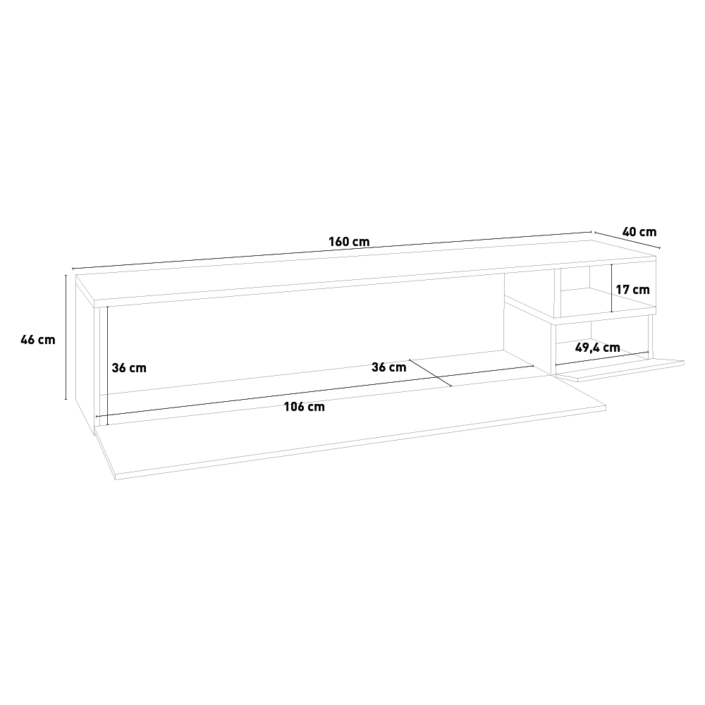 Mkric MUEBLE TV MONTE 1 PTA CORR/2C 160 CM GRIS