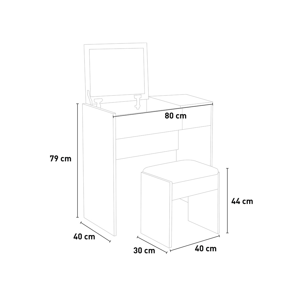 Nicole Grey Coiffeuse Table De Maquillage Grise Miroir Et Tabouret