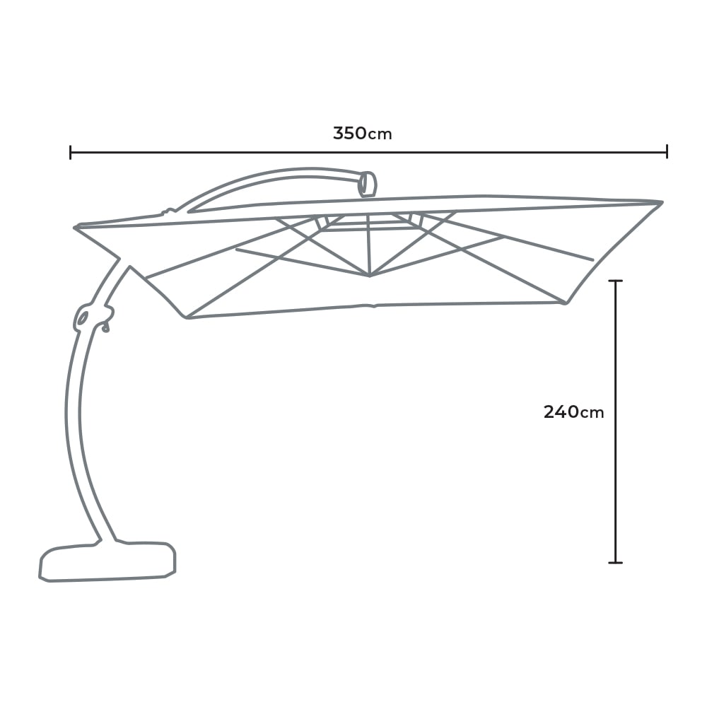 BMOT Ombrellone da Giardino 3.5 metri diametro a Palo Decentrato in Alluminio Struttura Telo 