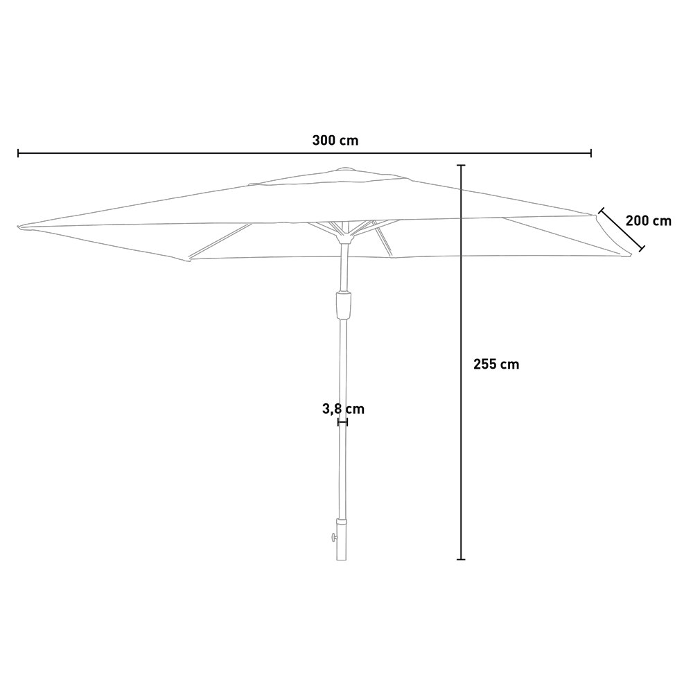 Ombrellone da giardino 3x2 rettangolare, palo unico in legno centrale, telo  color ecrù 230gr - 4001 - Tomaino 