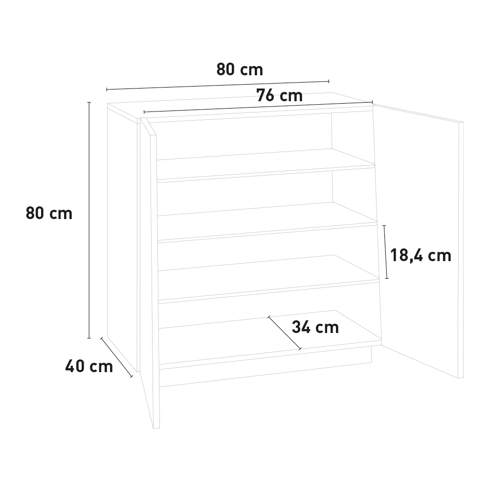 Scarpiera ingresso 2 ante design moderno bianco 16 paia di scarpe Ping W16