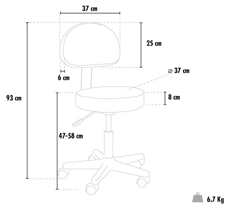 Wheeled stool backrest salon office esthetician adjustable height Wheeled stool backrest salon office esthetician adjustable height